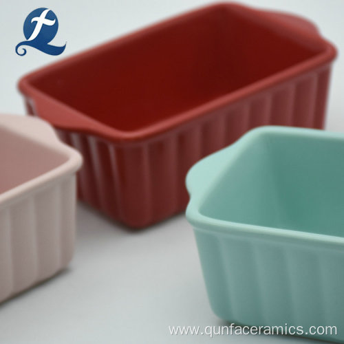 Rectangular Colorful Ceramic Bakeware With Handle